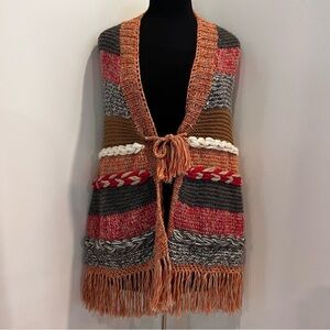 Anthropologie Augden Alpaca Hand Crafted Pirai Poncho